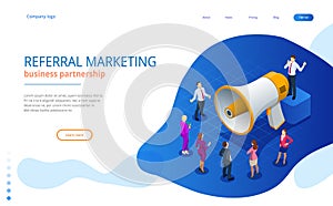 Isometric Referral marketing, network marketing, referral program strategy, referring friends, business partnership