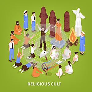Isometric Religious Cult Background photo