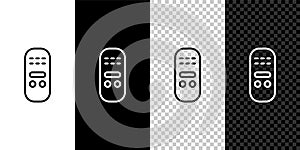 Isometric Remote control icon isolated on grey background. Blue square button. Vector