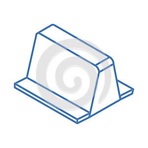 Isometric repair construction roadblock barrier work tool and equipment linear style icon design