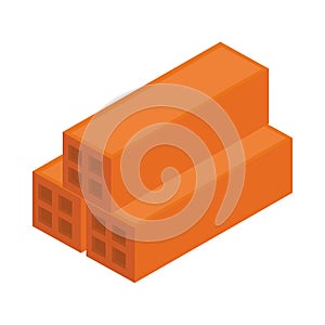 Isometric repair construction stack of bricks work tool and equipment flat style icon design