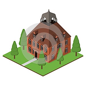 Isometric residental, city hall, town hall, hotel.