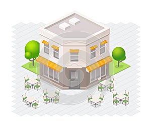 Isometric restaurant building