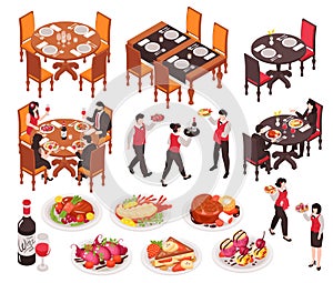 Isometric Restaurant Constructor Set