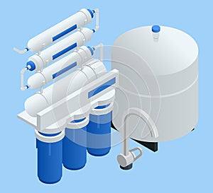 Isometric Reverse Osmosis Removes Contaminants from Unfiltered Water. Purification of Drinking Water at Home. Reverse