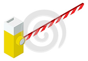 Isometric road barrier. Car entry control gate