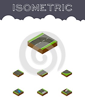 Isometric Road Set Of Driveway, Repairs, Plash And Other Vector Objects. Also Includes Bitumen, Single, Repairs Elements photo