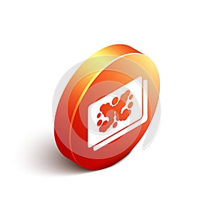 Isometric Rorschach test icon isolated on white background. Psycho diagnostic inkblot test Rorschach. Orange circle