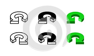 Round arrow icon. With isometric style