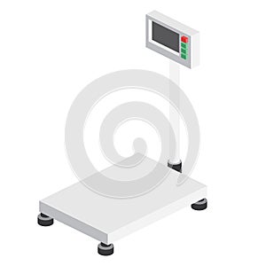 Isometric Scales for Weighing Objects and Goods. Object Isolated on White Background. Icon for Web
