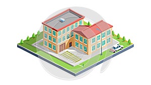Isometric School Building Vector Illustration for Education & Learning, vector design Generative AI