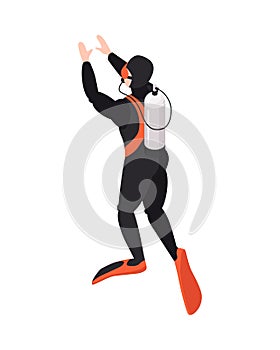 Isometric Scuba Diver Composition