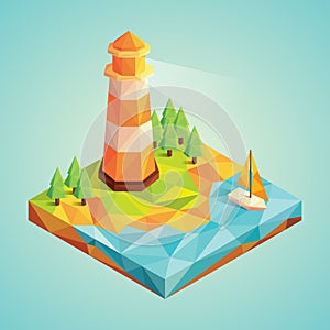 Isometric seaport. Vector illustration decorative design