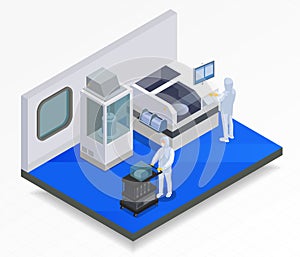 Isometric Semiconductor Laboratory Composition