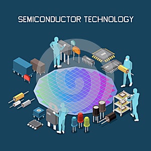 Isometric Semiconductor Technology Composition photo