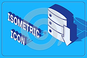 Isometric Server, Data, Web Hosting icon isolated on blue background. Vector Illustration