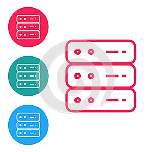 Isometric Server, Data, Web Hosting icon isolated on orange background. Silver square button. Vector