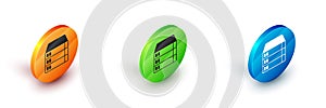Isometric Server, Data, Web Hosting icon isolated on white background. Circle button. Vector