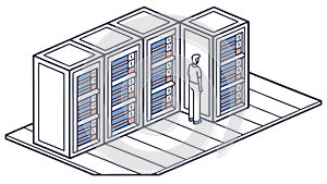 Isometric Server Rack Data Center Vector, vector design Generative AI