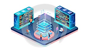 Isometric Server Room Ã¢â¬' Cloud Storage, Digital Infrastructure, IT, vector design Generative AI