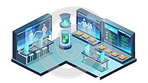 Isometric Server Room Data Center Interior, vector design Generative AI