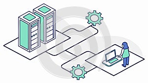 Isometric Server Room Network Vector for IT Infrastructure Concepts, vector design Generative AI