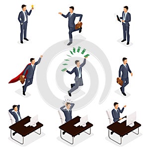 Isometric Set 3d Businessmen Business Scene