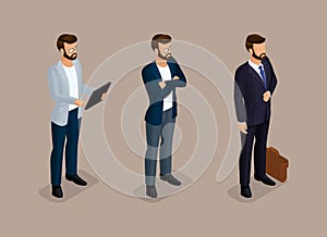 Isometric Set Businessmen in Suits