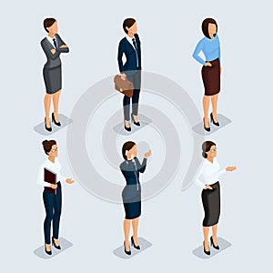 Isometric Set Businessmen in Suits