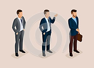 Isometric Set Businessmen in Suits