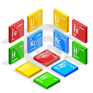 Isometric set of elements of the periodic table Mendeleev s Periodic Table. photo