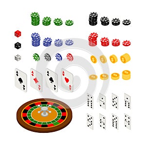 Isometric set of gambling and casino items