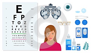 Isometric set of Ophthalmology and eye care icons. Medical helth equipment. Check eyesight for eyeglasses diopter.