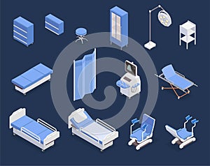 Medical Equipment Isometric Icons Set