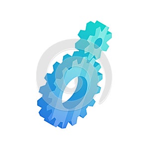 Isometric Setting icon, Option and Service Tools 3d symbol, Cog, Gears Sign Isolated on white background. Help options