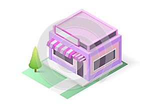 Isometric shop or coffee building