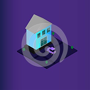 Isometric Simple Home Vector Ä°llustration