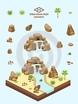 Isometric Simple Rocks Set - Arabian/Saharan Desert Rock Formation