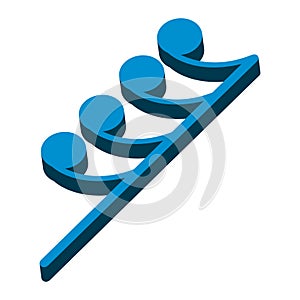Isometric sixty-fourth rest musical note