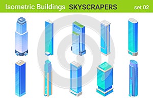 Isometric Skyscrapers Business Office centers modern Buildings flat vector collection