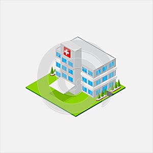 Isometric Small Hospital healty and medical center