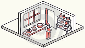 Isometric Small Kitchen Interior Design Vector Generative AI
