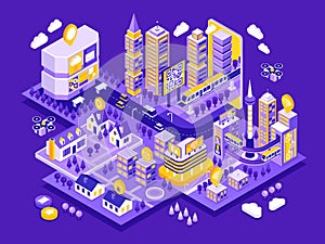 Isometric Smart City Mini Composition Collection