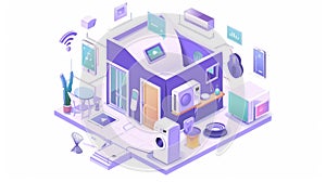 Isometric Smart Home Concept with Modern Devices