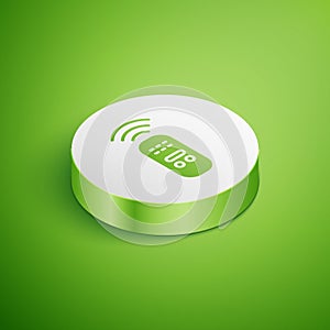 Isometric Smart remote control system icon isolated on green background. Internet of things concept with wireless