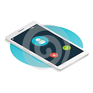Isometric smartphone call application vector