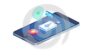 Isometric Smartphone Multimedia Sharing & Connectivity Vector, vector design Generative AI