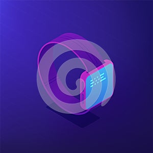 Smart watch software. Isometric vector 3d illustration.