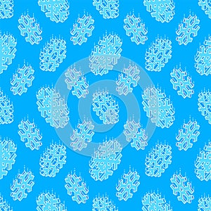 Isometric snowflake seamless pattern