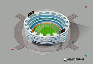 Isometric soccer football stadium building architecture